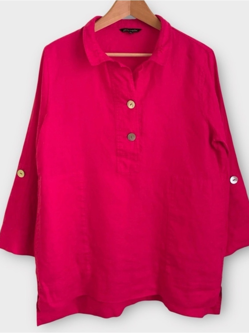 John Mark Hot Pink Button-Front Kids' Top